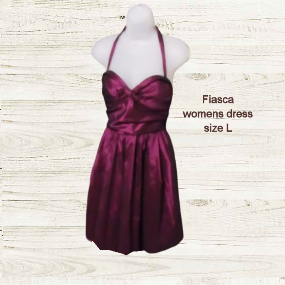 Faisca size L womens prom party  dress  strapless halter neck burgundy